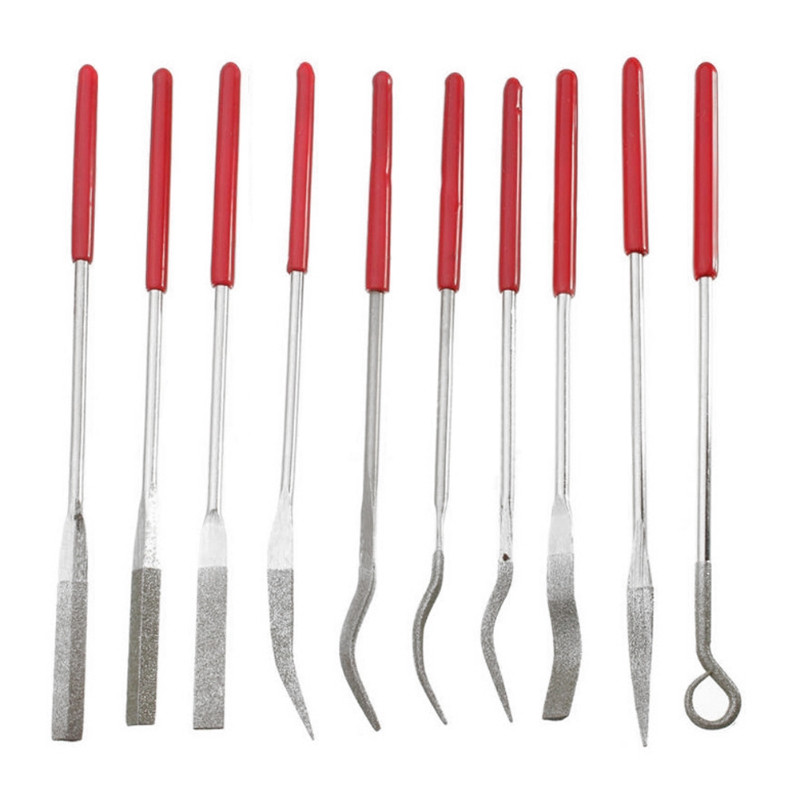 G5AB New 10Pcs Diamond Coated Riffler Files Mechanical Watch Jewelry Files