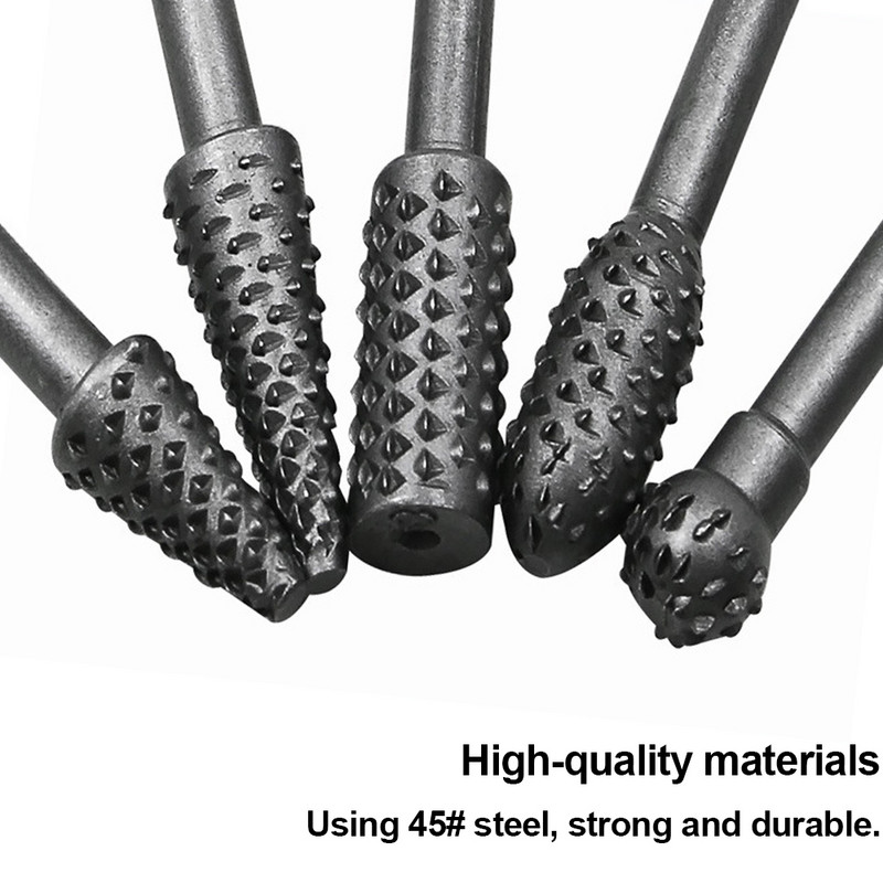 Ατσάλινες περιστροφικές λίμες χειροτεχνίας 1/4" Στέλεχος ξυλουργικής περιστροφικής λίμα Rasp Burrs Ξύλο Τρίψιμο Power Carving Εργαλείο χειρός