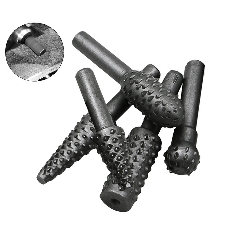 Ατσάλινες περιστροφικές λίμες χειροτεχνίας 1/4" Στέλεχος ξυλουργικής περιστροφικής λίμα Rasp Burrs Ξύλο Τρίψιμο Power Carving Εργαλείο χειρός