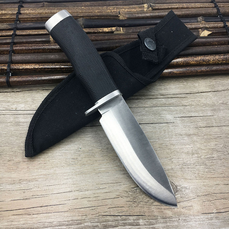 Висококачествена гумена дръжка, къмпинг, тактически ловен нож с ...