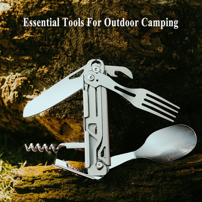 Survival Camping kokkupandav nuga 440 terasest kaasaskantav välikahvel lusikas mitmeotstarbeline EDC vidinad jalatsid mitmeotstarbelised taskunoad