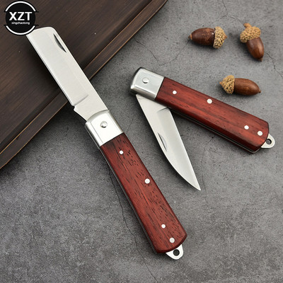 Преносим многофункционален нож Ножове за къмпинг Ножове от палисандрово дърво Събиране на ножове за гъби от неръждаема стомана с инструмент за четка