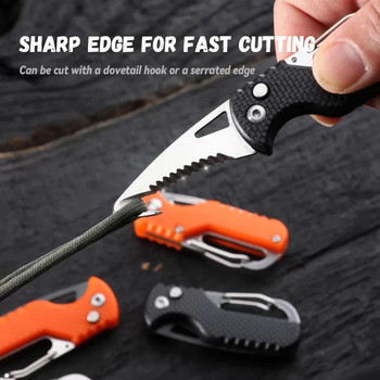 Mini Express Parcel Folding Knife Преносим назъбен нож с кука EDC Outdoor Camping Carry-on Unpacking Keychain Folding Cutter