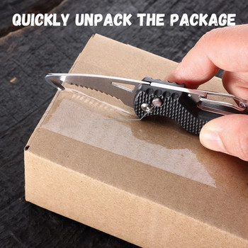 Mini Express Parcel Folding Knife Преносим назъбен нож с кука EDC Outdoor Camping Carry-on Unpacking Keychain Folding Cutter