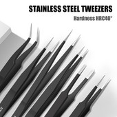 Antisztatikus ESD precíziós csipeszkészlet rozsdamentes acél karbantartáshoz javító szerszámkészlet Antisztatikus modell készítése kézzel kombinált bilincs