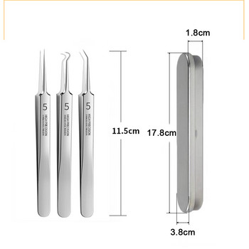 1/2/3 бр. Антистатични пинсети Немски прави Прецизна поддръжка Индустриален ремонт Домашна работа Комплект инструменти за вежди Направи си сам
