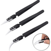 Antistatiskas keramikas pincetes elektroniskās cigarešu rūpnieciskās keramikas pincetes ar izolētu smailu, taisnu izliektu galu