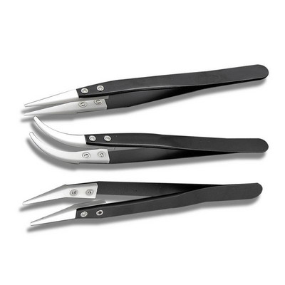 Antistatiskas keramikas pincetes elektroniskās cigarešu rūpnieciskās keramikas pincetes ar izolētu smailu, taisnu izliektu galu