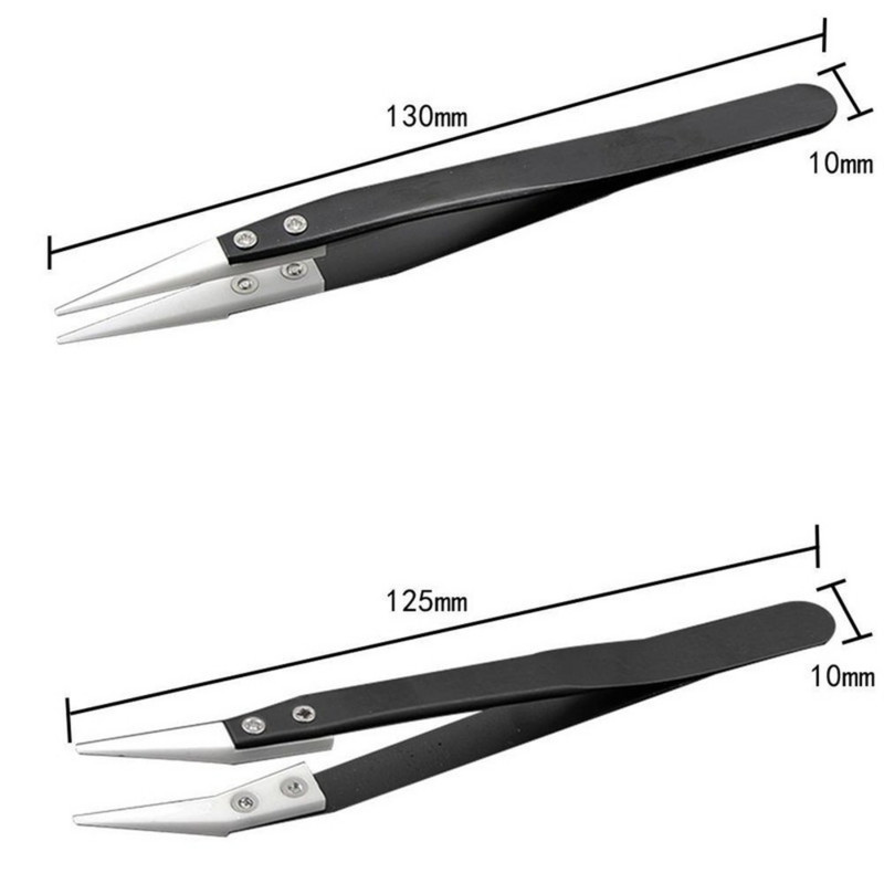 Antistatiskas keramikas pincetes elektroniskās cigarešu rūpnieciskās keramikas pincetes ar izolētu smailu, taisnu izliektu galu