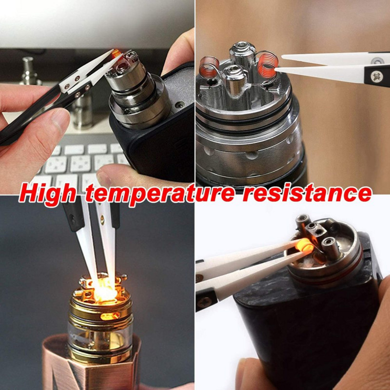 Antistatiskas keramikas pincetes elektroniskās cigarešu rūpnieciskās keramikas pincetes ar izolētu smailu, taisnu izliektu galu