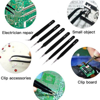 ESD Антистатични пинсети от неръждаема стомана Прецизна поддръжка Индустриален ремонт Извити инструменти Ръчен инструмент Пинсети за мигли