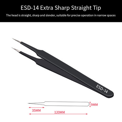ESD αντιστατικό τσιμπιδάκι από ανοξείδωτο χάλυβα Precision Maintenance Industrial Repair Curved Tool Making Hand Tool Eyelash Teezer