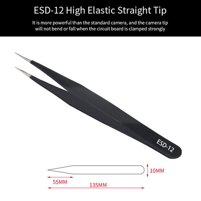 ESD αντιστατικό τσιμπιδάκι από ανοξείδωτο χάλυβα Precision Maintenance Industrial Repair Curved Tool Making Hand Tool Eyelash Teezer