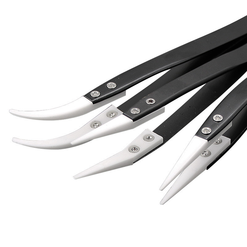 Ηλεκτρονικό τσιμπιδάκι συγκόλλησης 3 πακέτου κεραμικό ίσιο άκρο, κεραμικό τσιμπιδάκι ακριβείας τσοκ αντιστατικό, ανθεκτικό στα αντίστροφα οξέα