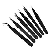 2/6 gab ESD nerūsējošā tērauda Antistatiskās pincetes apkopes rīki Rūpnieciskās precīzijas izliektās taisnās pincetes remonta instrumenti