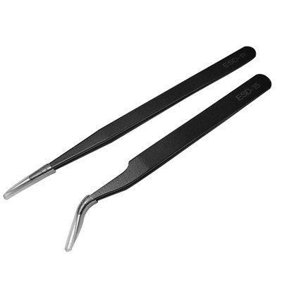 2/6 gab ESD nerūsējošā tērauda Antistatiskās pincetes apkopes rīki Rūpnieciskās precīzijas izliektās taisnās pincetes remonta instrumenti