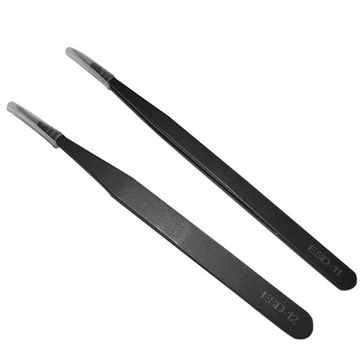 2/6 gab ESD nerūsējošā tērauda Antistatiskās pincetes apkopes rīki Rūpnieciskās precīzijas izliektās taisnās pincetes remonta instrumenti