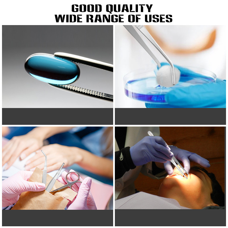 Medicinske pincete od nehrđajućeg čelika 304 protiv joda, dugačke ravne pincete 12,5 cm-30 cm, ravna glava, podebljavanje lakta, medicinski alati