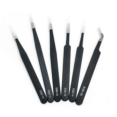 6 db biztonságos precíziós csipeszkészlet Antisztatikus csipeszek Antisztatikus ESD rozsdamentes hajlított egyenes csipesz karbantartó eszköz