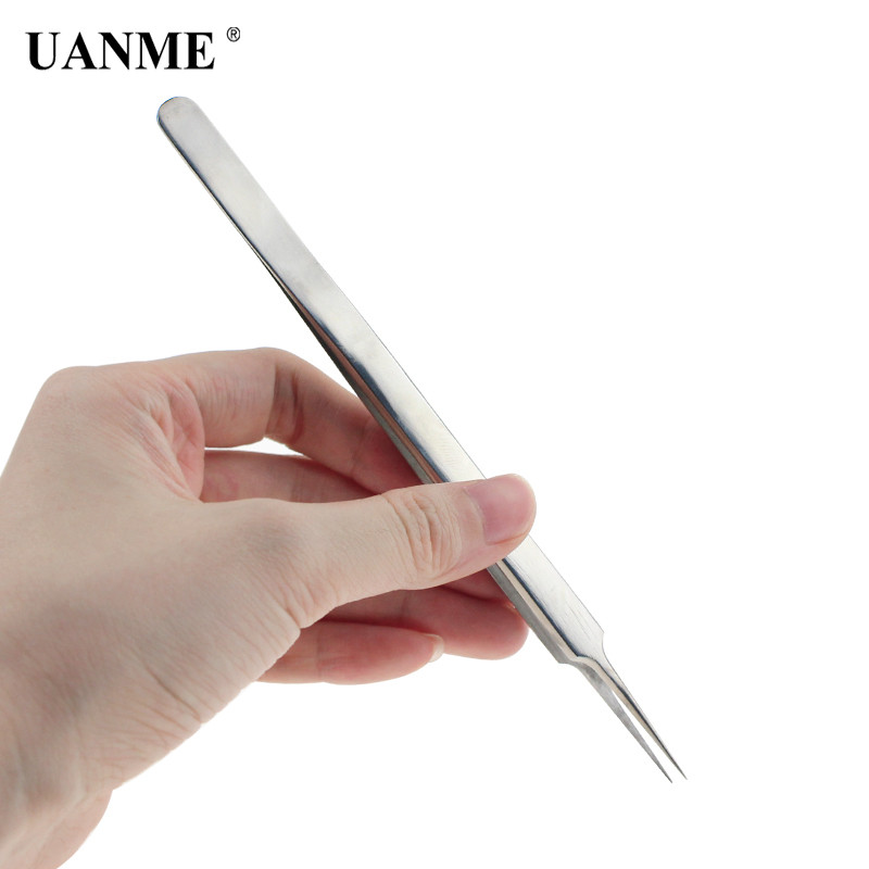 UANME Precision pincetes nerūsējošā tērauda izliektas pincetes 3D/6D apjoma skropstu pieaudzēšana Labākās kvalitātes ventilatora skropstu pincete