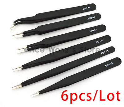 Antistatiniai ESD nerūdijančio plieno pincetų priežiūros įrankiai pramoniniai tikslūs lenkti tiesūs pincetai taisymo įrankiai