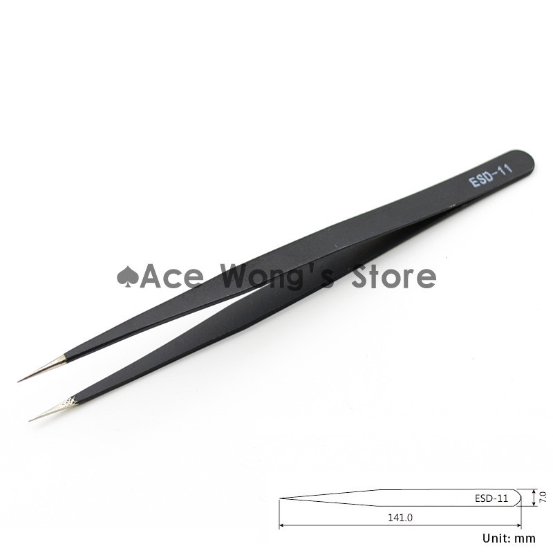 Antistatiniai ESD nerūdijančio plieno pincetų priežiūros įrankiai pramoniniai tikslūs lenkti tiesūs pincetai taisymo įrankiai