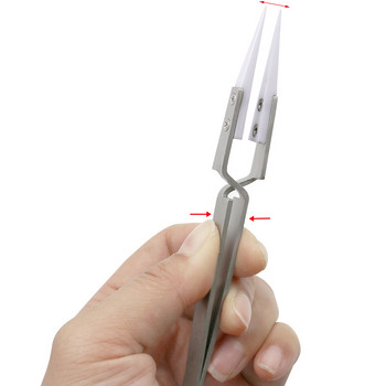 Антистатични обратни керамични пинсети Електронна цигара Топлоустойчиви проводящи извити прави пинсети