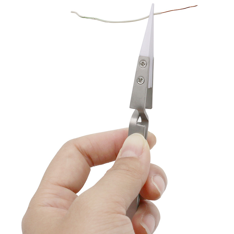 Antisztatikus fordított kerámia csipesz elektronikus cigaretta hőálló, vezetőképes, hajlított egyenes csipesz