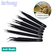 Rozsdamentes acél hajlított, egyenes fekete csipesz körömdíszítés strassz csipeszszedő eszköz flitter gyöngyök készítő eszköz kéziszerszám készlet