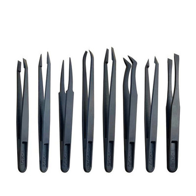 8 tk antistaatilised süsinikkiust pintsetid plastist pehme elastne pintsetikomplekt tööstusliku täppiselektroonika remondi käsitööriistade osad