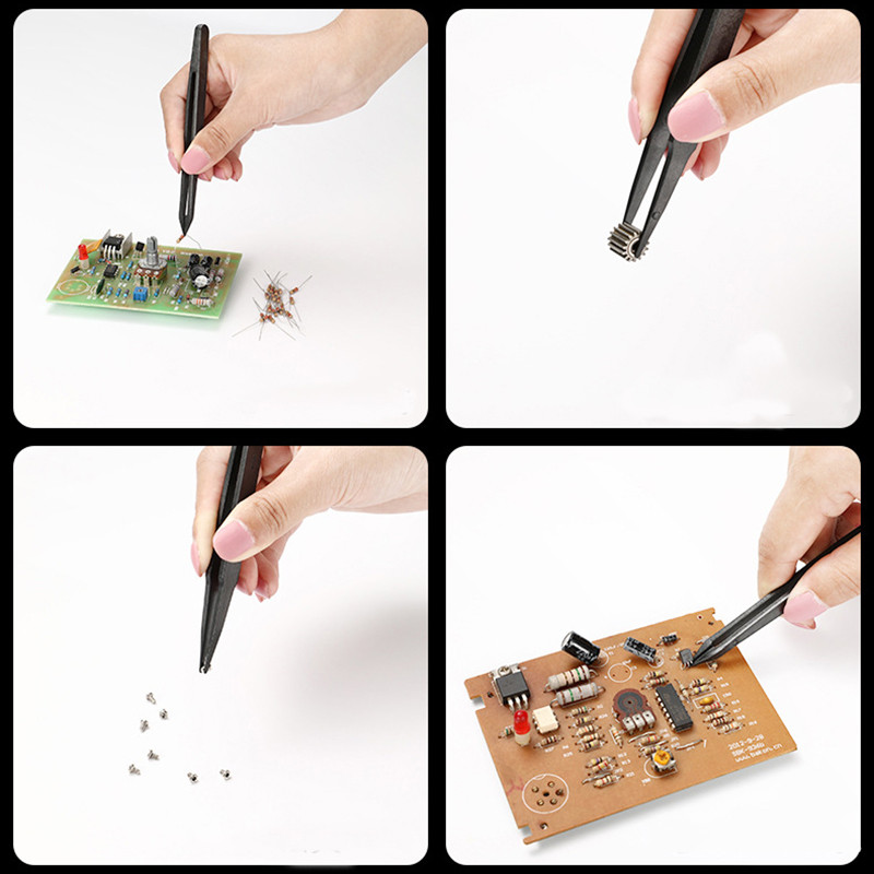 8 tk antistaatilised süsinikkiust pintsetid plastist pehme elastne pintsetikomplekt tööstusliku täppiselektroonika remondi käsitööriistade osad