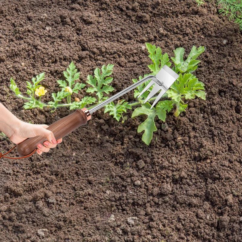 1 ΤΕΜ. Garden Weeder Tool Wood Hand Weeding Removal Cutter από ανοξείδωτο ατσάλι Εργαλεία κηπουρικής για περιστροφή εδάφους χαλάρωσης εδάφους