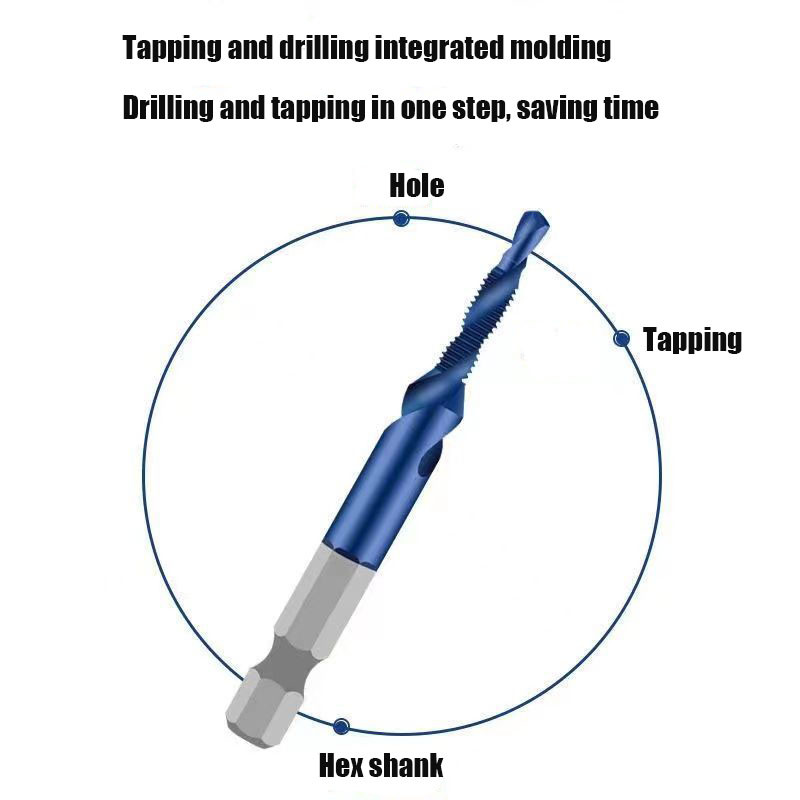 6 vnt M3-M10 sraigtiniai srieginiai grąžtai Hss srieginiai srieginiai srieginiai šlifavimo rinkiniai Metrinis kombinuotas antgalis greitaeigis plienas 1/4 IN greito keitimo šešiakampis