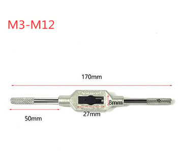 Регулируем държач за гаечен ключ за ръчен метчик M1-M8 Резба Метрична ръкохватка Инструмент за нарязване на резба Аксесоари за метчици и набор от матрици Ключ за метчик