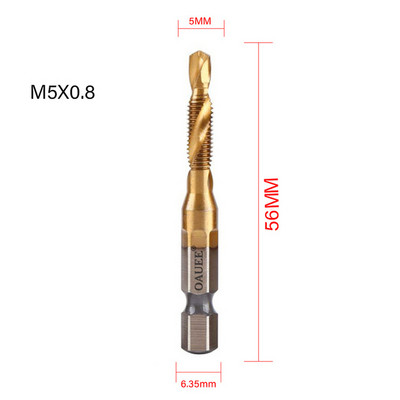 Coapă hexagonală placată cu titan HSS Filet metric Burghii cu robinet Compus pentru mașină cu șuruburi M3 M4 M5 M6 M8 M10 Unelte de mână