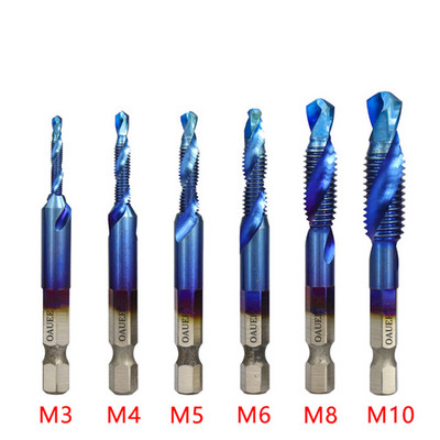 Coapă hexagonală placată cu titan HSS Filet metric Burghii cu robinet Compus pentru mașină cu șuruburi M3 M4 M5 M6 M8 M10 Unelte de mână