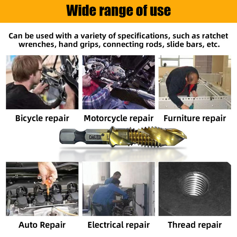 Coapă hexagonală placată cu titan HSS Filet metric Burghii cu robinet Compus pentru mașină cu șuruburi M3 M4 M5 M6 M8 M10 Unelte de mână