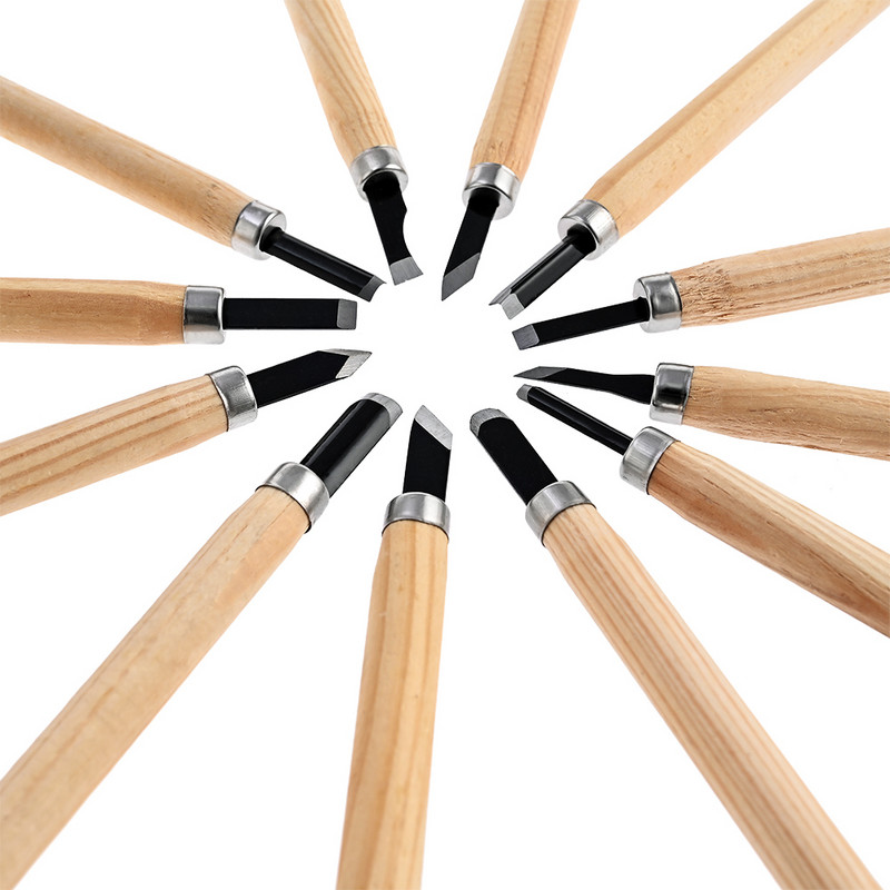 12db Professzionális fafaragó vésőkés kéziszerszám készlet Alapvető részletes faragáshoz Famegmunkálók Gouges GYH