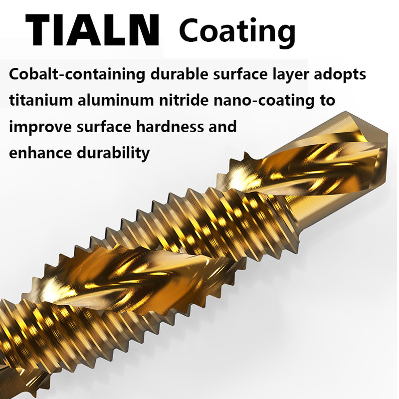 Menetfúró-készlet titán bevonatú hatlapú szárú HSS süllyesztett menetes metrikus csavargép összetétele M3 M4 M5 M6 M8 M10 kéziszerszámok