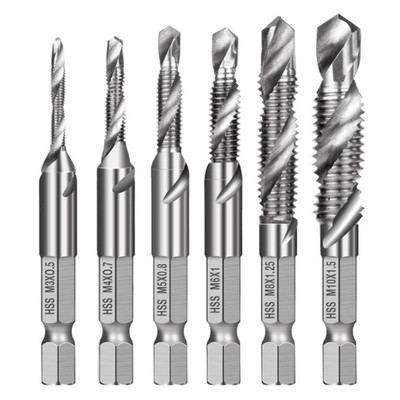 6 bucăți M3-M10 șuruburi burghie HSS robinet șurub debavurare set metric hexagonal