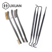 Dviejų galų 3 vnt plieninis vielinis šepetys ir 4 vnt nailono rinkinys universalus medžioklės ginklų valymo rinkinys taktinio šautuvo ginklo valymo įrankis