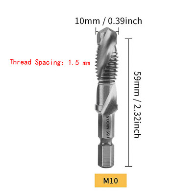Šesterokutna drška presvučena titanom HSS navoj za svrdla s metričkom nareznicom Vijčani strojni spoj M3 M4 M5 M6 M8 M10 Ručni alati