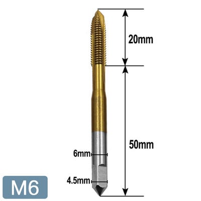 STONEGO titán bevonatú metrikus menetes HSS6542 menetfúró - 1 vagy 5 részes spirális hornyos csavarmenet M3/M4/M5/M6/M8