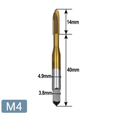 STONEGO titán bevonatú metrikus menetes HSS6542 menetfúró - 1 vagy 5 részes spirális hornyos csavarmenet M3/M4/M5/M6/M8