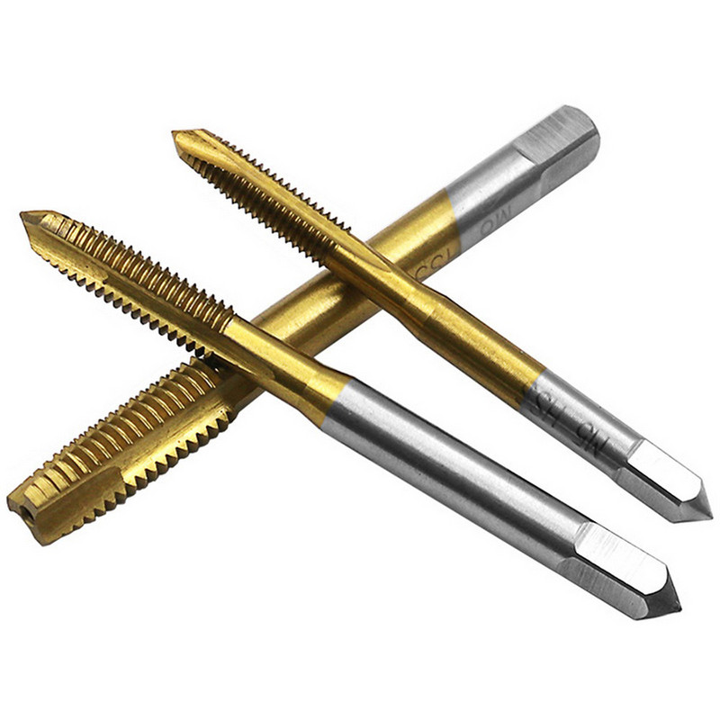 STONEGO titán bevonatú metrikus menetes HSS6542 menetfúró - 1 vagy 5 részes spirális hornyos csavarmenet M3/M4/M5/M6/M8