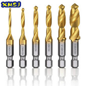 Coadă hexagonală placată cu titan HSS Filet metric Burghii cu robinet Compus pentru mașină cu șuruburi M3 M4 M5 M6 M8 M10 Unelte de mână