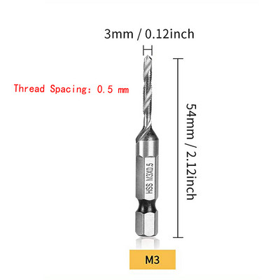 Coadă hexagonală placată cu titan HSS Filet metric Burghii cu robinet Compus pentru mașină cu șuruburi M3 M4 M5 M6 M8 M10 Unelte de mână