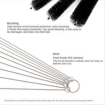10 бр./комплект четки за почистване на тръби от неръждаема стомана, отвори за цилиндри, с ключодържател, четки за почистване на бутилки за домакинска работа
