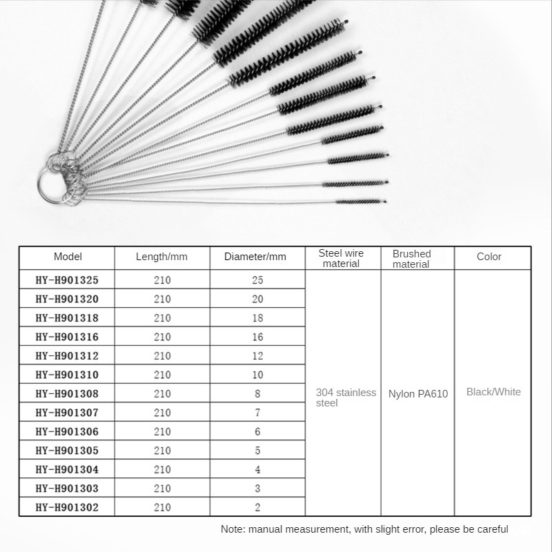10 vnt / rinkinys Nerūdijančio plieno vamzdžio cilindro skylių valymo šepetėlių rinkinys su raktų pakabuko vamzdelio buteliuko valymo šepečiais namų darbams