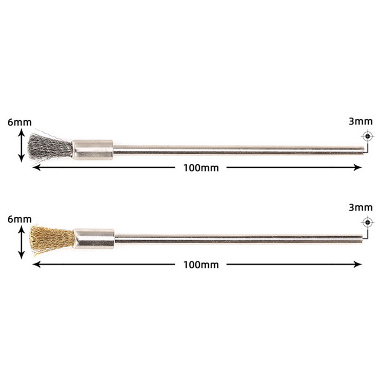 5 DB Drótkefék Fémfelület tisztítás Rozsdamentes acél/sárgaréz huzalvégkefe Forgó szerszámtoll Drótkefe Rozsdafesték eltávolítása